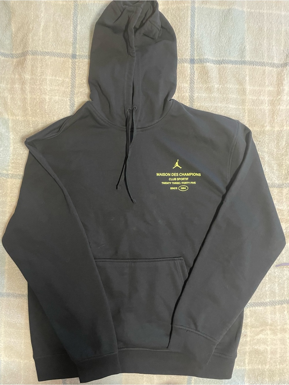 Nike Black Hoodie with Yellow Chest Graphic - Maison Des Champions